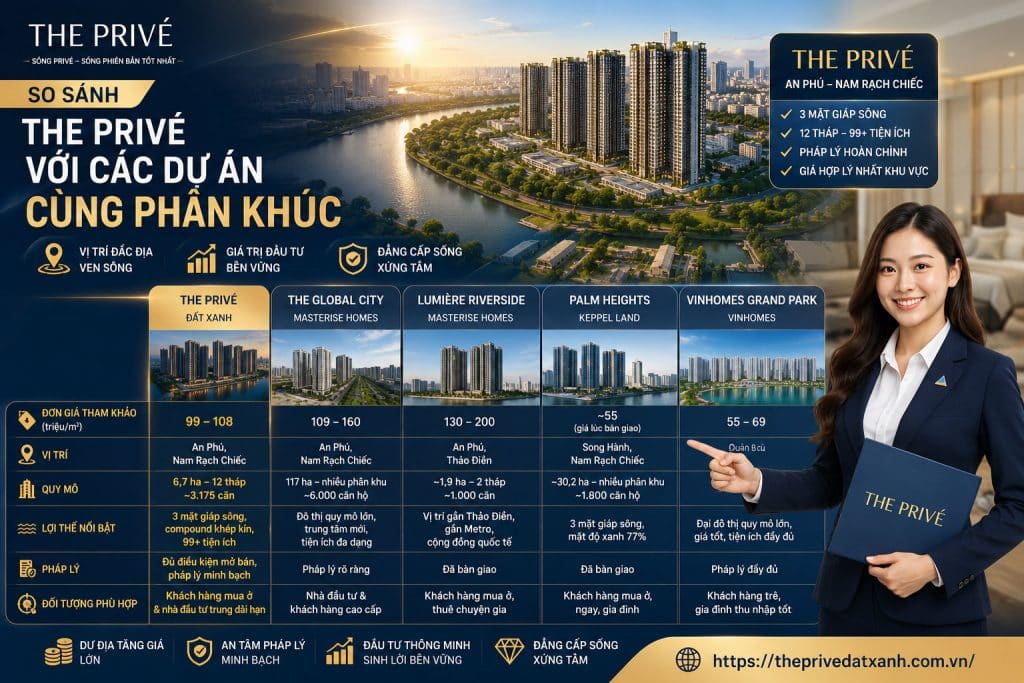 So Sánh The Privé Với Các Dự Án Cùng Phân Khúc