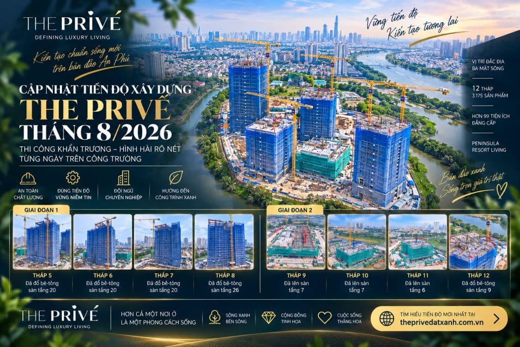 Hình ảnh thi công xây dựng The Prive tháng 8/2026