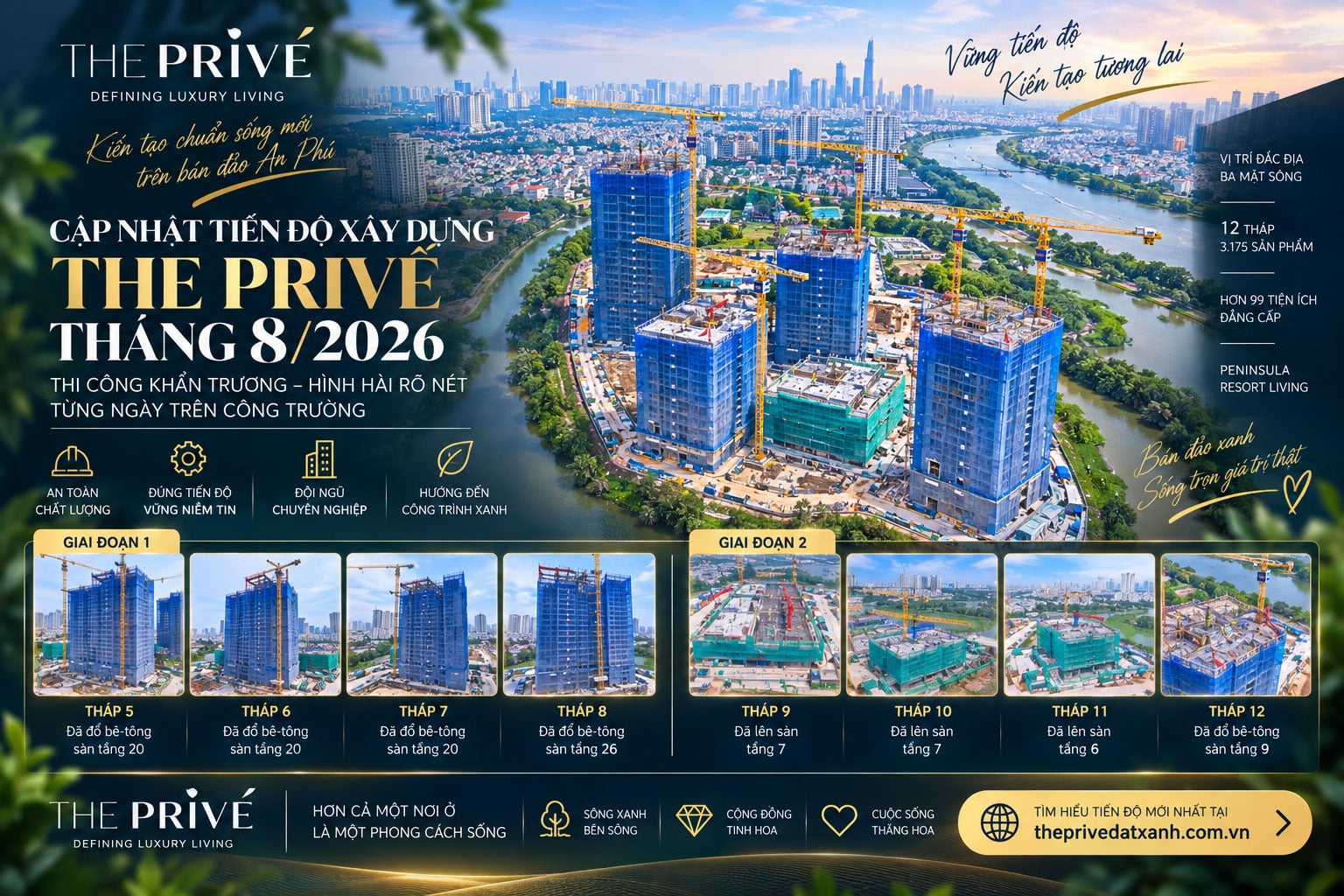 Hình ảnh thi công xây dựng The Prive tháng 8/2026