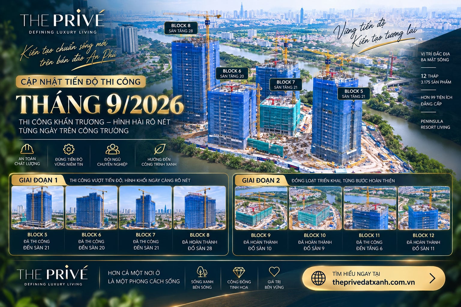 Hình ảnh thi công xây dựng The Prive tháng 9/2026