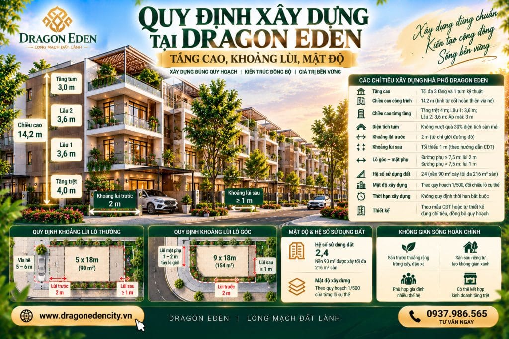Quy Định Xây Dựng Tại Dragon Eden: Tầng Cao, Khoảng Lùi, Mật Độ